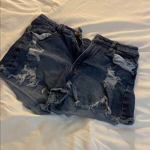 No Boundaries Blue Distressed Jean Shorts